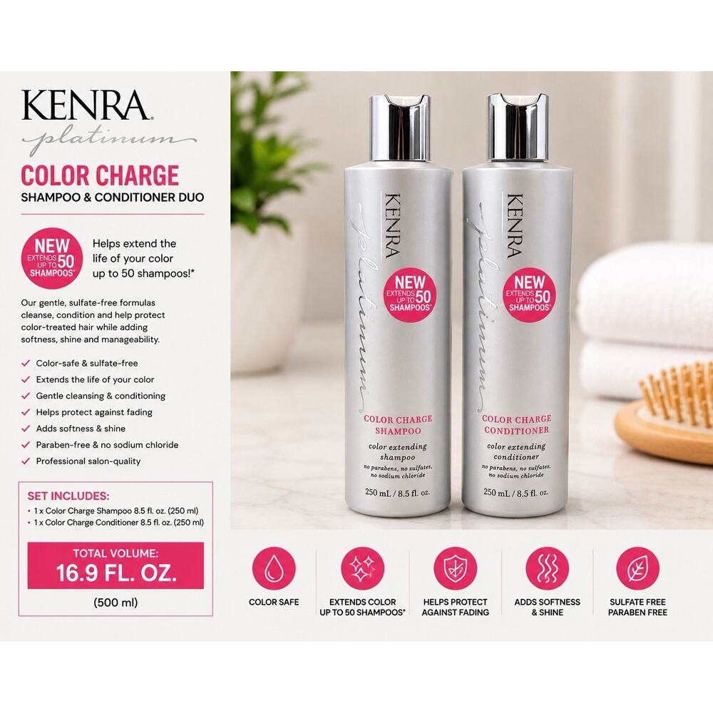 Kenra Platinum Color Charge Shampoo & Conditioner Duo 8.5 Fl Oz Each
